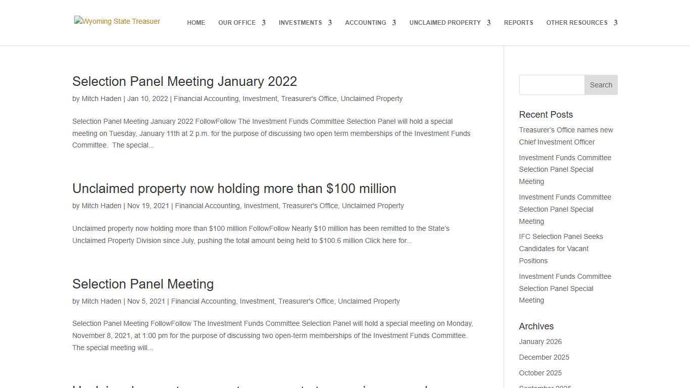 Unclaimed Property Wyoming State Treasuer